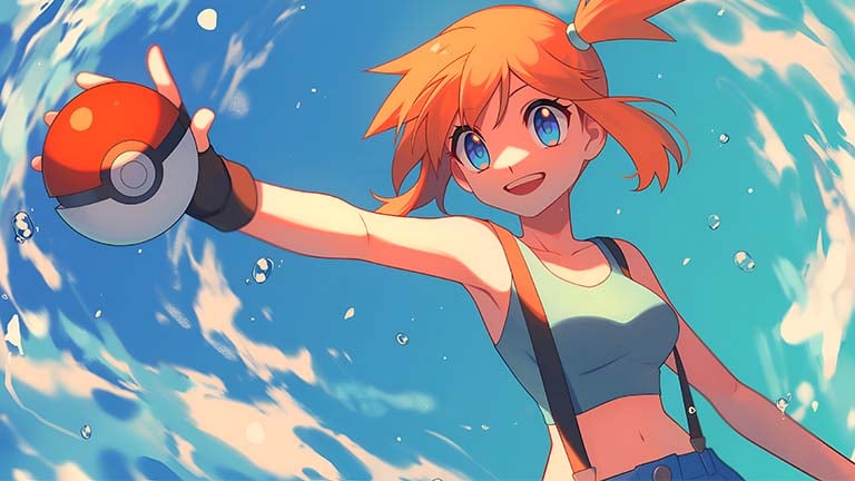 pokemon misty water pokeball desktop wallpaper cover