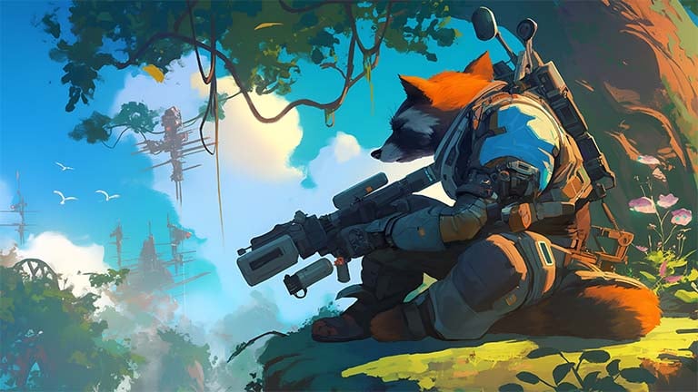 rocket raccoon sniper scene desktop wallpaper cover