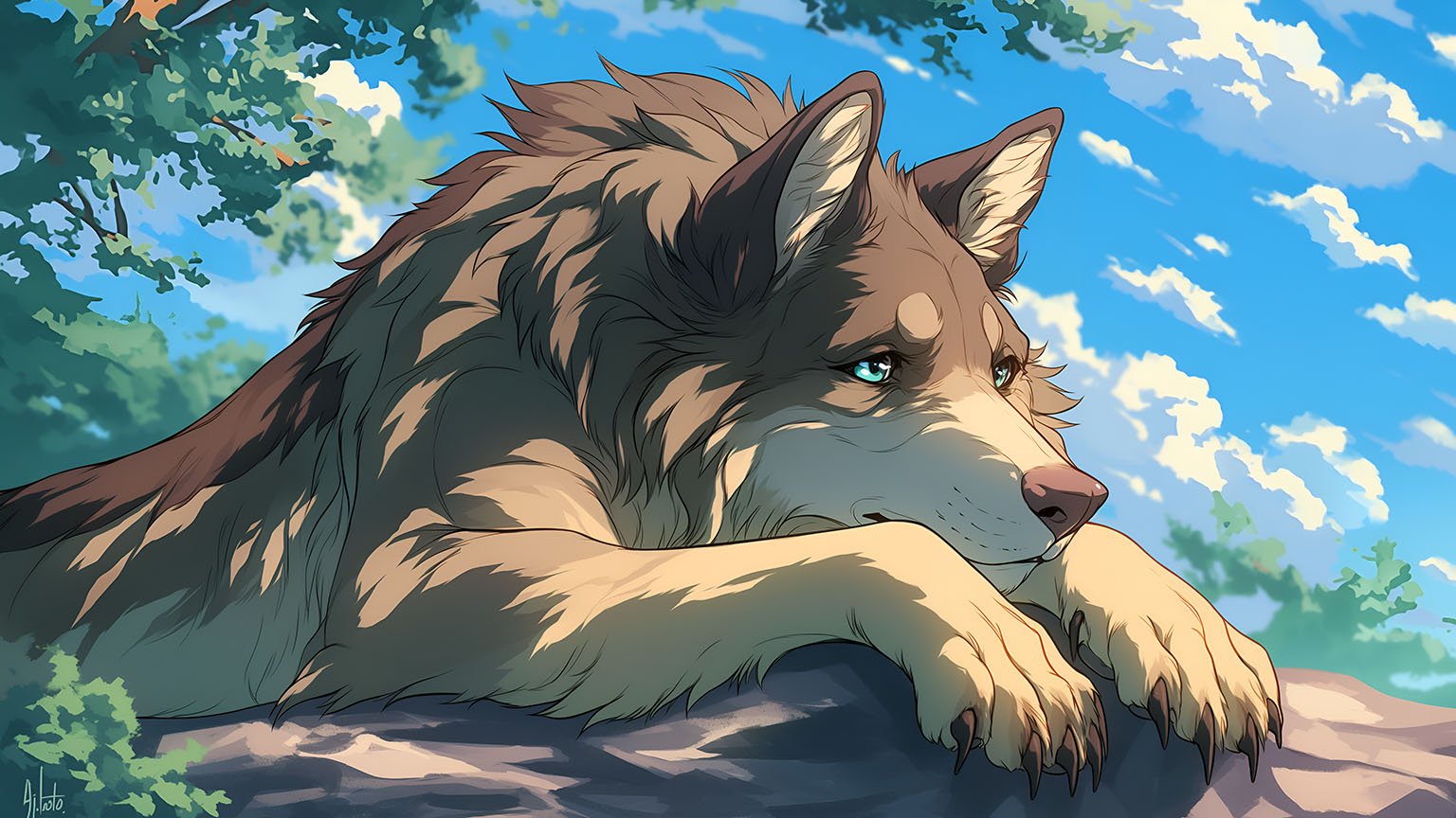 Sad Wolf Anime Desktop Wallpaper - Download in HD & 4K