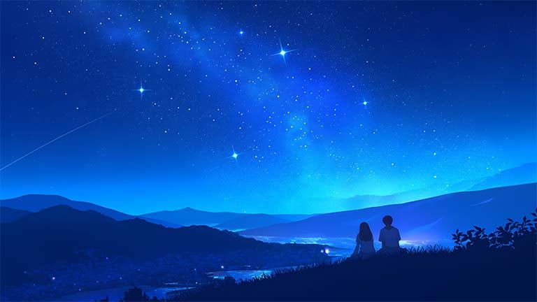 starry night in asia aesthetic wallpaper cover