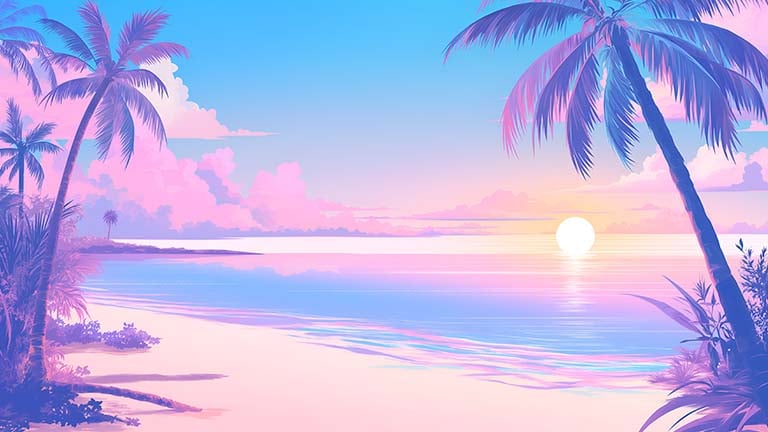 sunset beach vibes desktop wallpaper cover