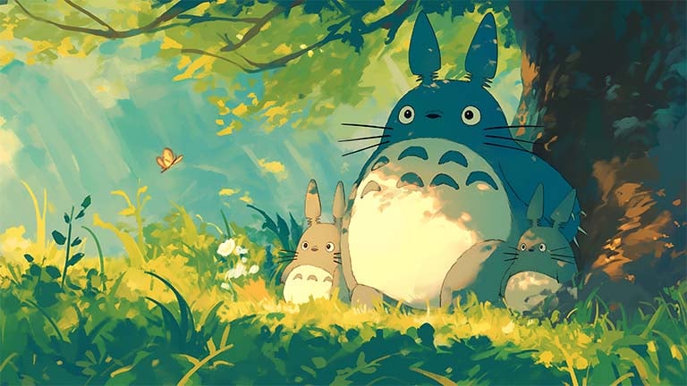 totoro family forest anime desktop wallpaper cover
