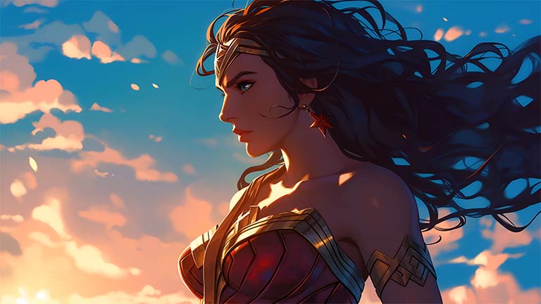 wonder woman sunset portrait desktop wallpaper cover