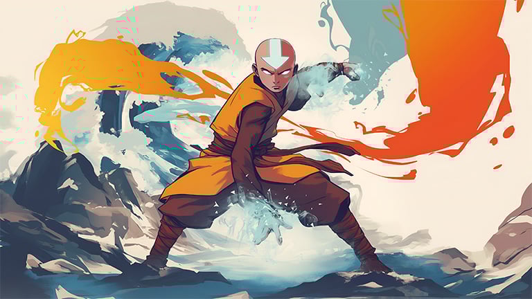 aang water earth avatar desktop wallpaper cover