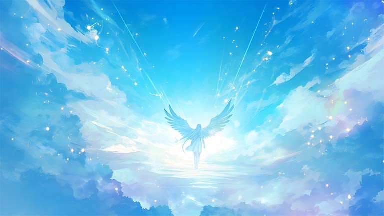 angel aesthetic clouds desktop wallpaper cover
