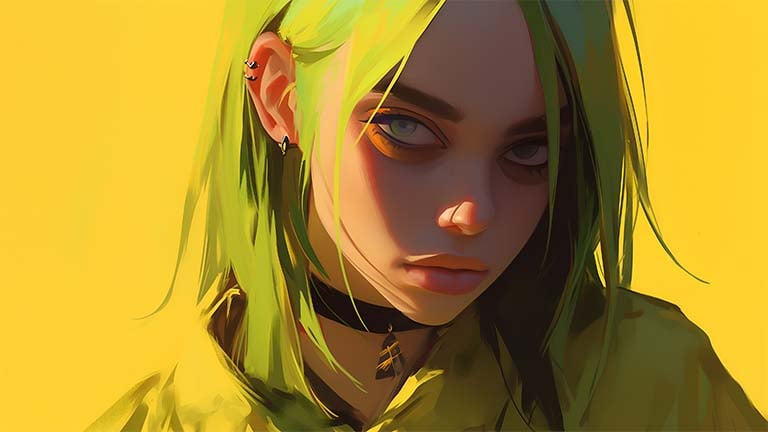 billie eilish yellow theme desktop wallpaper cover