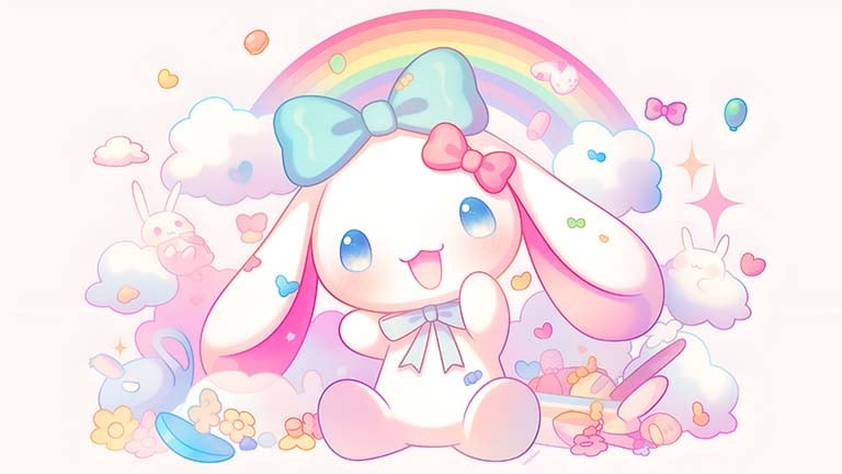 cinnamoroll rainbow sanrio cute desktop wallpaper cover