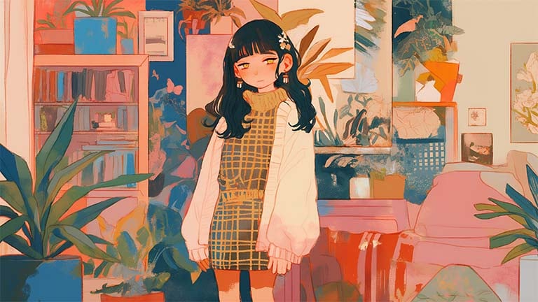 cozy room preppy aesthetic desktop wallpaper cover