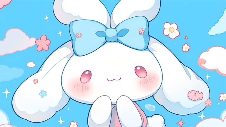 cute cinnamoroll sanrio blue sky desktop wallpaper cover