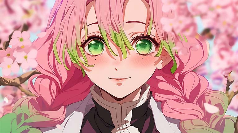 demon slayer mitsuri kanroji blossom desktop wallpaper cover
