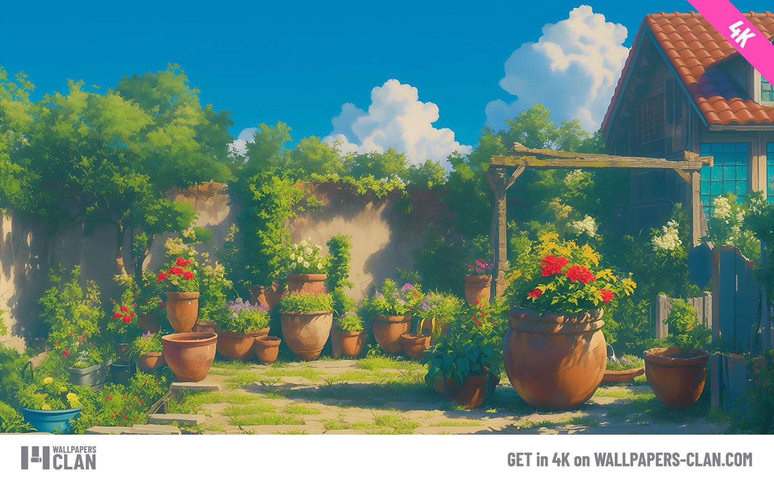 Ghibli Charming Garden Desktop Wallpaper - Download in HD & 4K