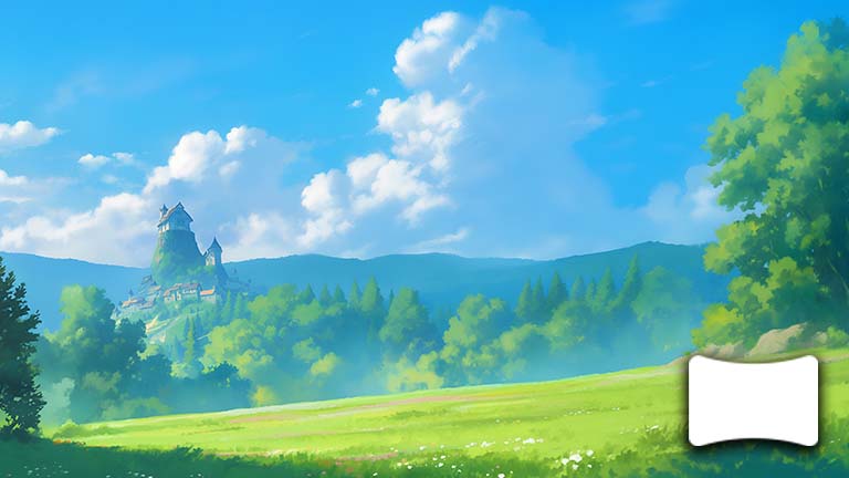 ghibli scenic hilltop castle ultrawide background cover