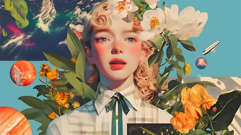 girl floral cosmic preppy aesthetic desktop wallpaper cover