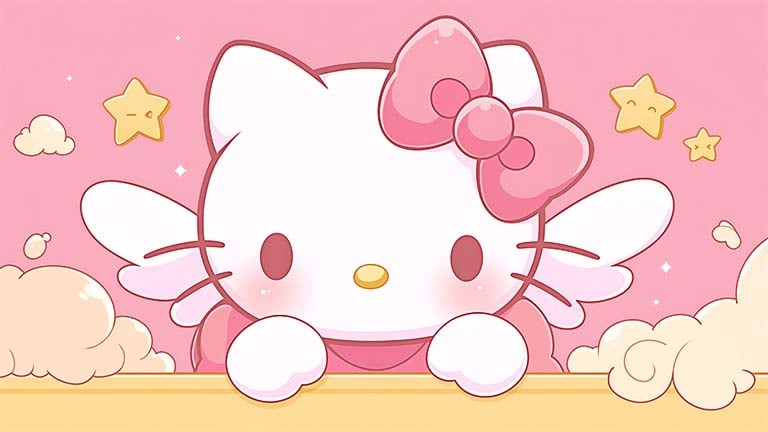 hello kitty angel pink aesthetic desktop wallpaper cover
