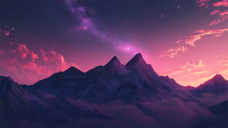 macos purple mountain night desktop wallpaper cover