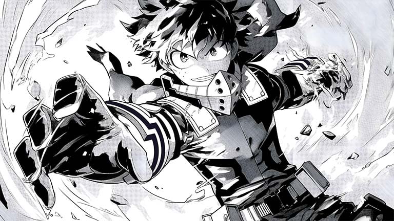 my hero academia manga black and white deku desktop wallpaper cover