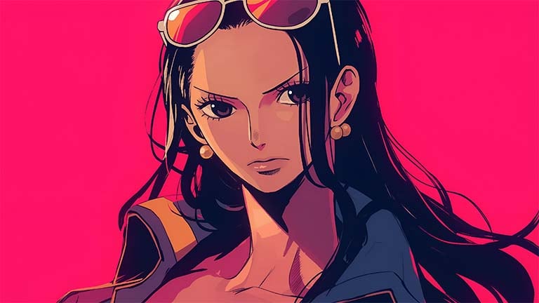 one piece nico robin cool pink background desktop wallpaper cover