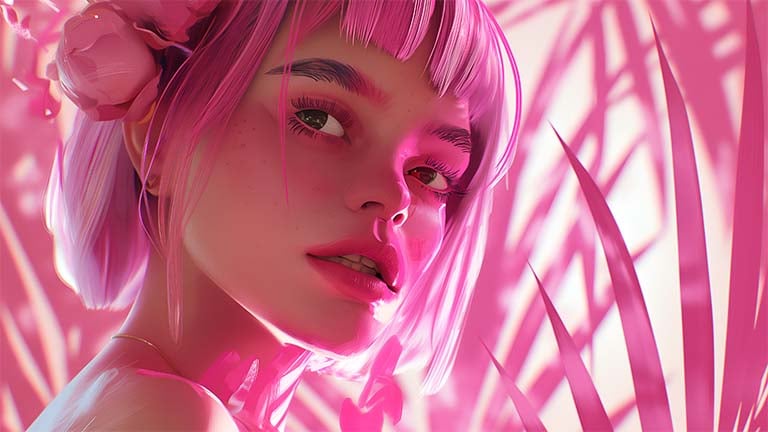 pink aesthetic girl art desktop wallpaper cover