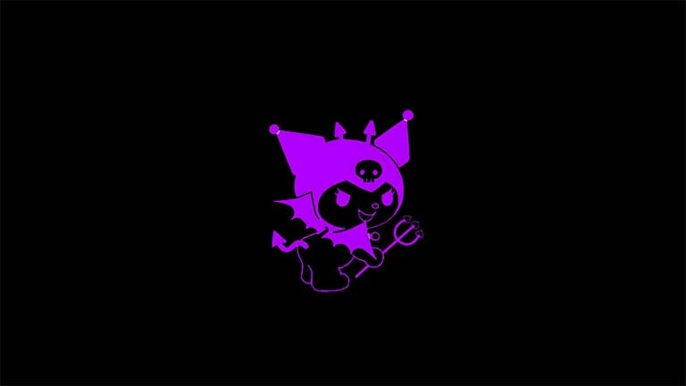 purple kuromi sanrio black desktop wallpaper cover