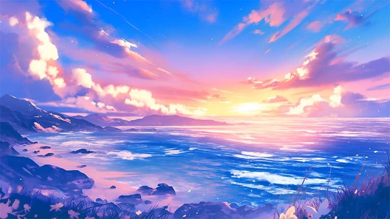 scenic sunset nature aesthetic desktop wallpaper cover