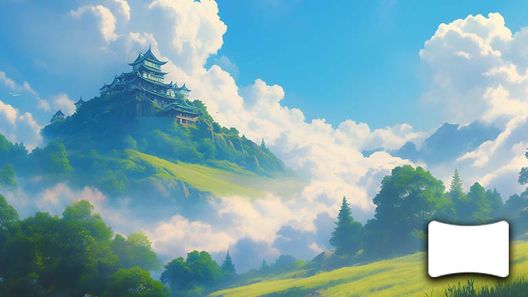 serene japanese castle ghibli ultrawide wallpaper cover