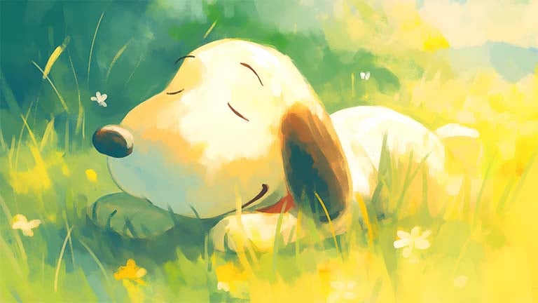 snoopy sleeping summer grass desktop wallpaper cover