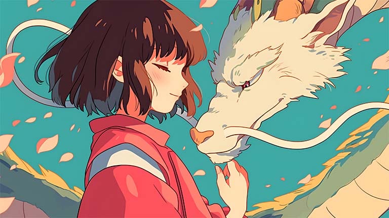 spirited away chihiro haku dragon desktop wallpaper cover