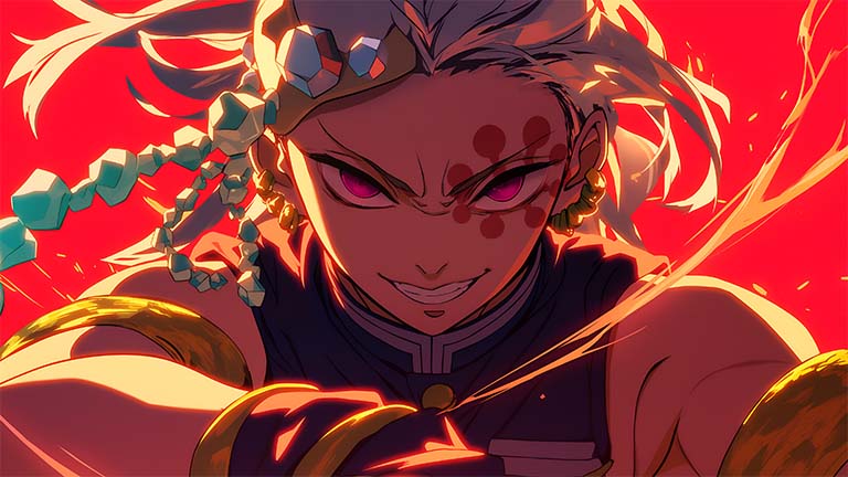 tengen uzui demon slayer red background desktop wallpaper cover