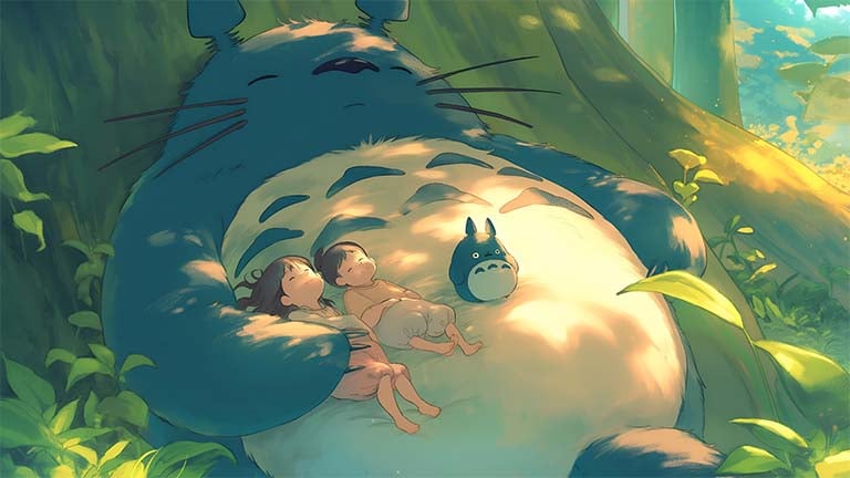 totoro cozy forest desktop wallpaper cover