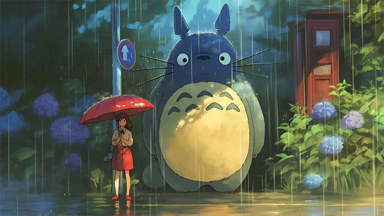 totoro rainy day scene desktop wallpaper cover