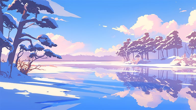 winter lake aesthetic nature desktop wallpaper cover