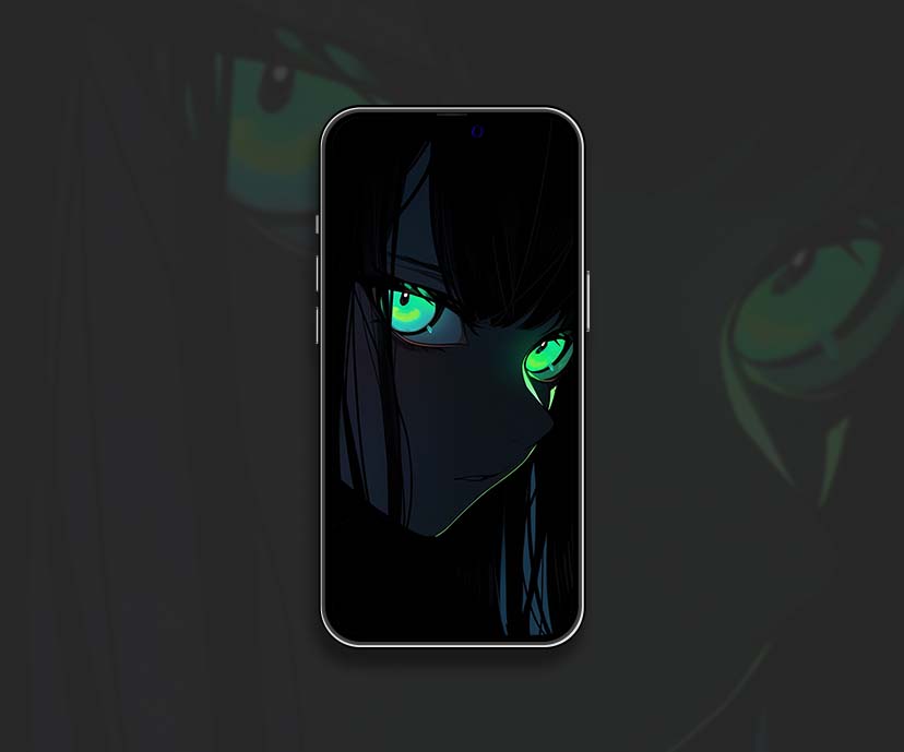 dark anime girl with glowing green eyes wallpapers collection