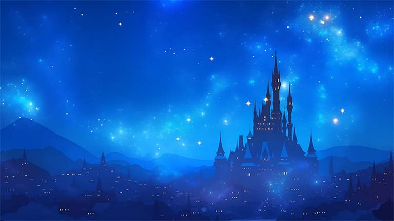 disney castle night desktop wallpaper cover
