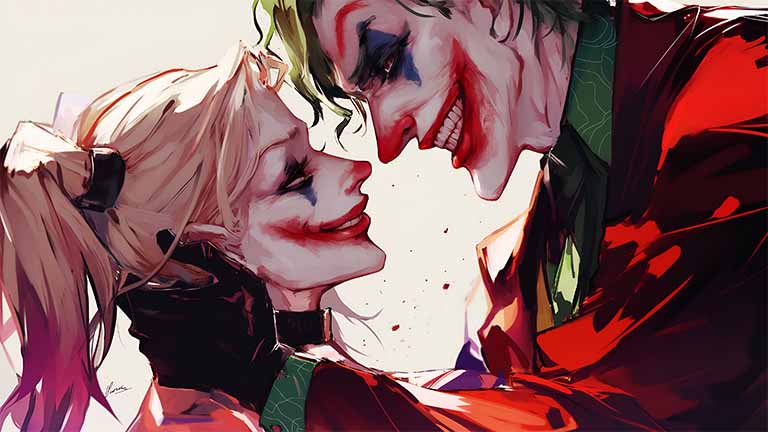 joker harley quinn love clown desktop wallpaper cover