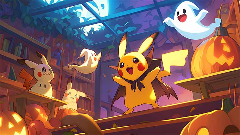 pokemon halloween pikachu pumpkins desktop wallpaper cover