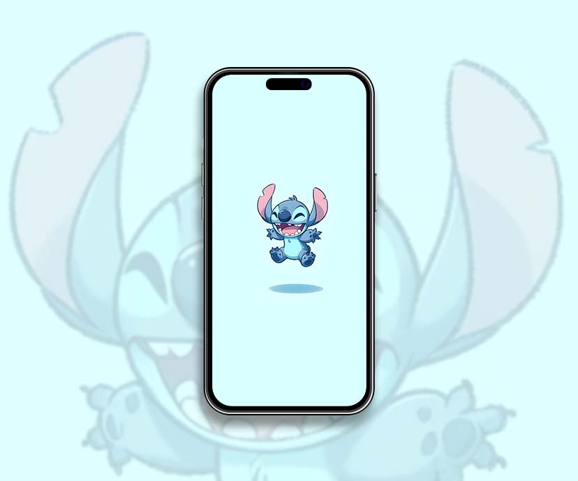 stitch happy jump minimalist wallpapers collection