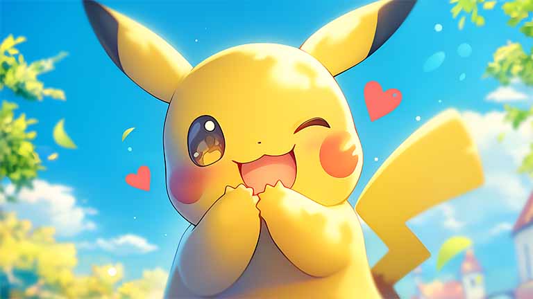 cute pikachu wink desktop wallpaper cover