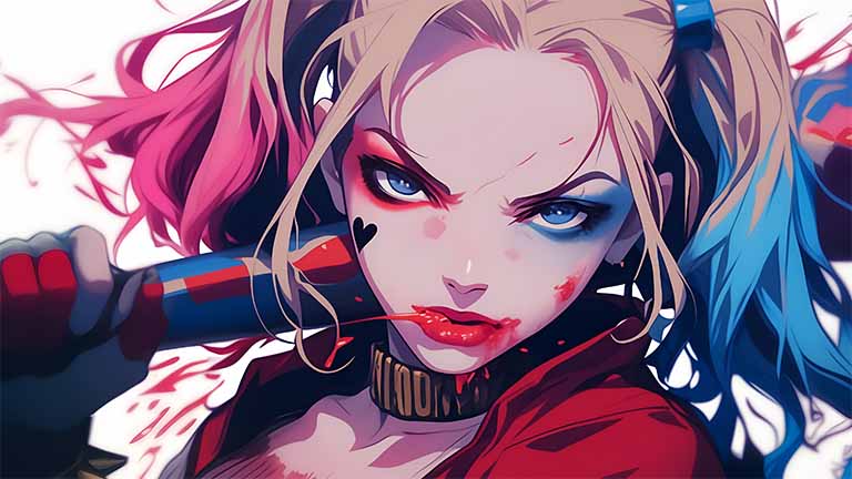harley quinn with baseball bat desktop wallpaper cover