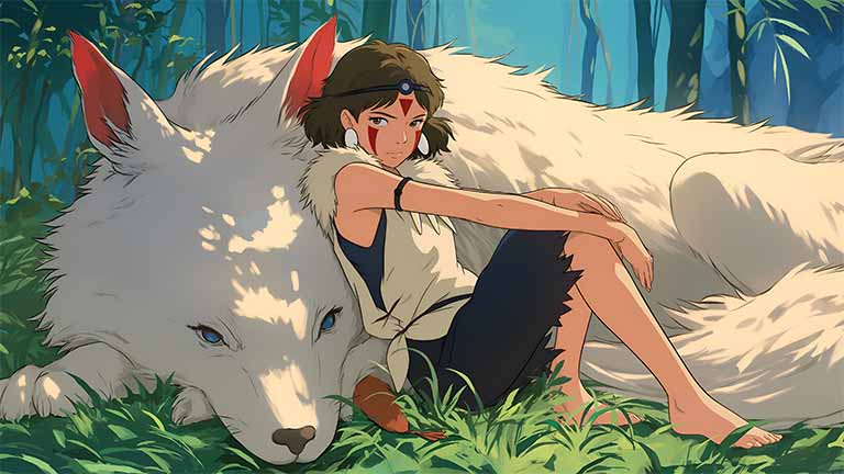 princess mononoke forest wolf desktop wallpaper cover