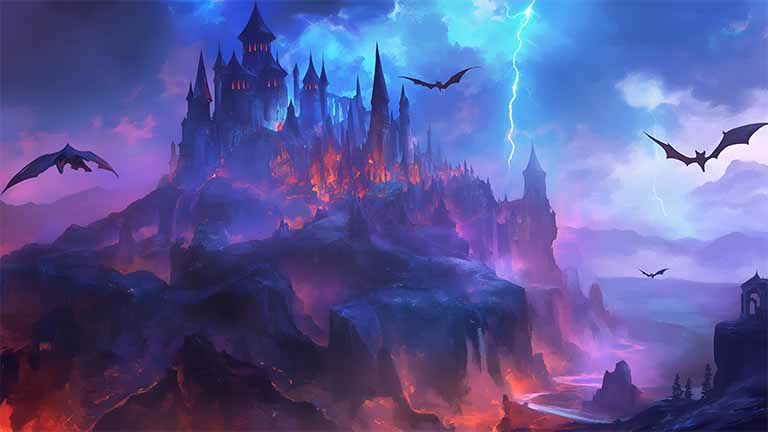 vampire castle bats lightning desktop wallpaper cover
