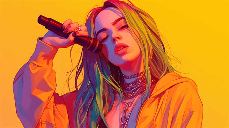 billie eilish colorful stage desktop wallpaper cover
