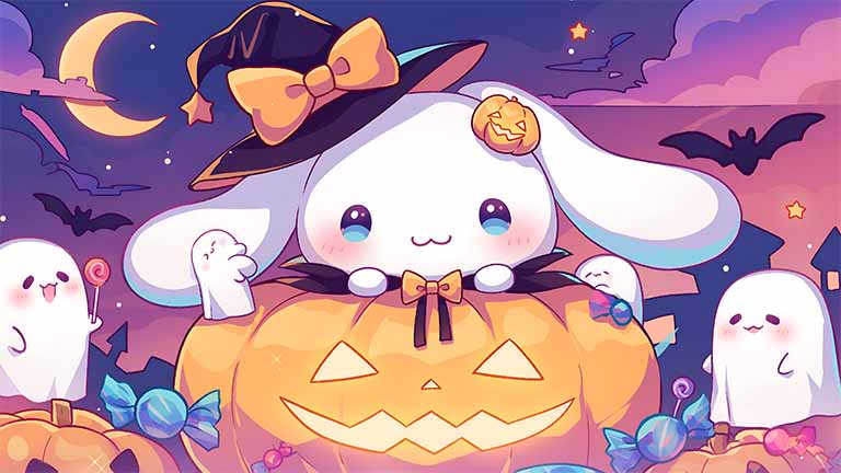 cinnamoroll witch pumpkin halloween desktop wallpaper cover