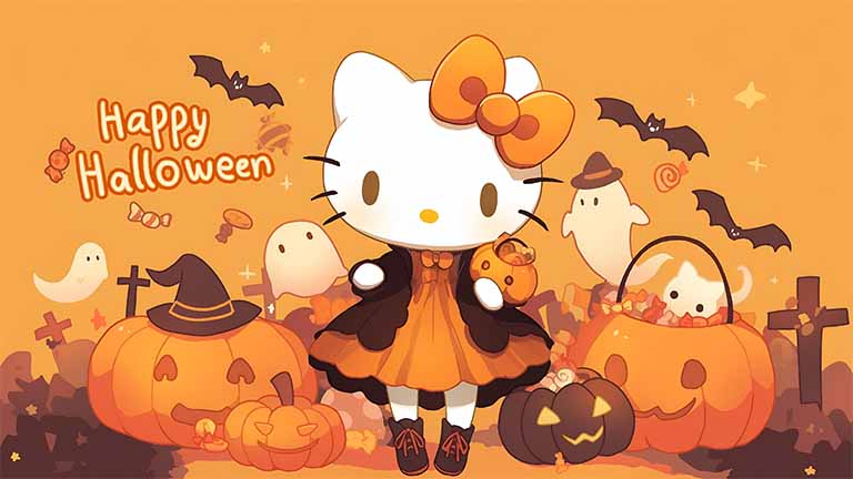hello kitty cute halloween pumpkins desktop wallpaper cover