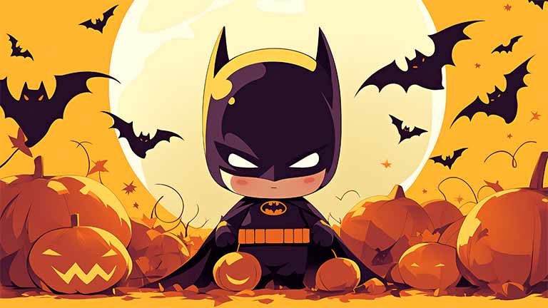kawaii batman halloween pumpkins desktop wallpaper cover