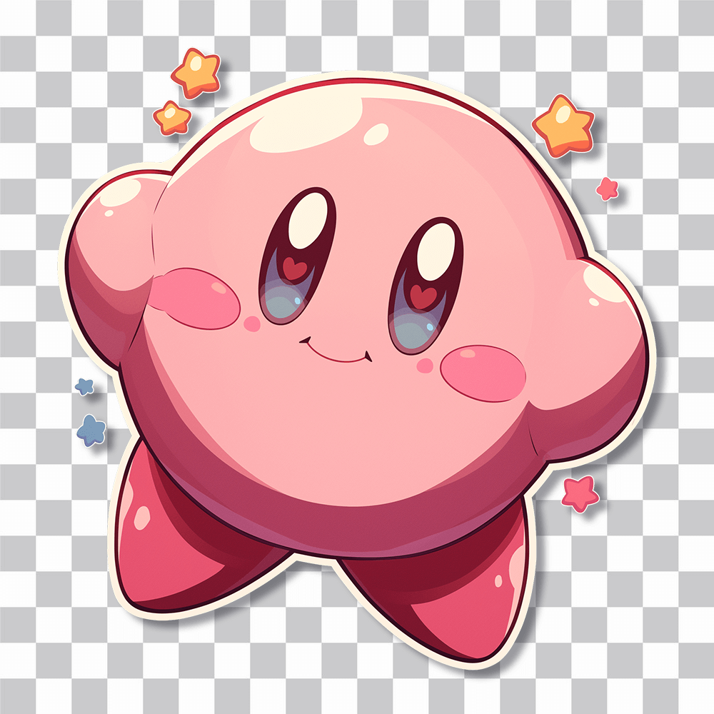 kirby happy pink star sticker cover