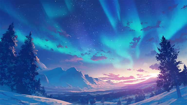 northern lights mountain scenery desktop wallpaper cover