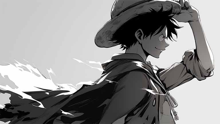 one piece monkey d luffy grey desktop wallpaper cover