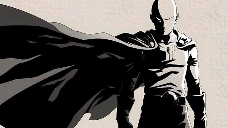 saitama silhouette one punch man desktop wallpaper cover