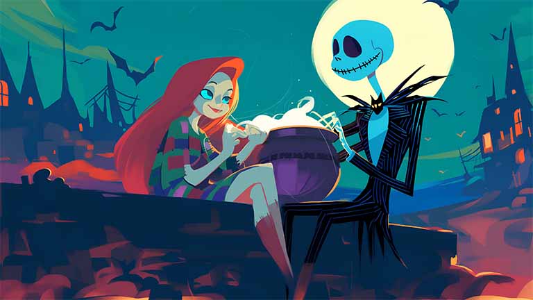 sally and jack nightmare before christmas desktop wallpaper cover
