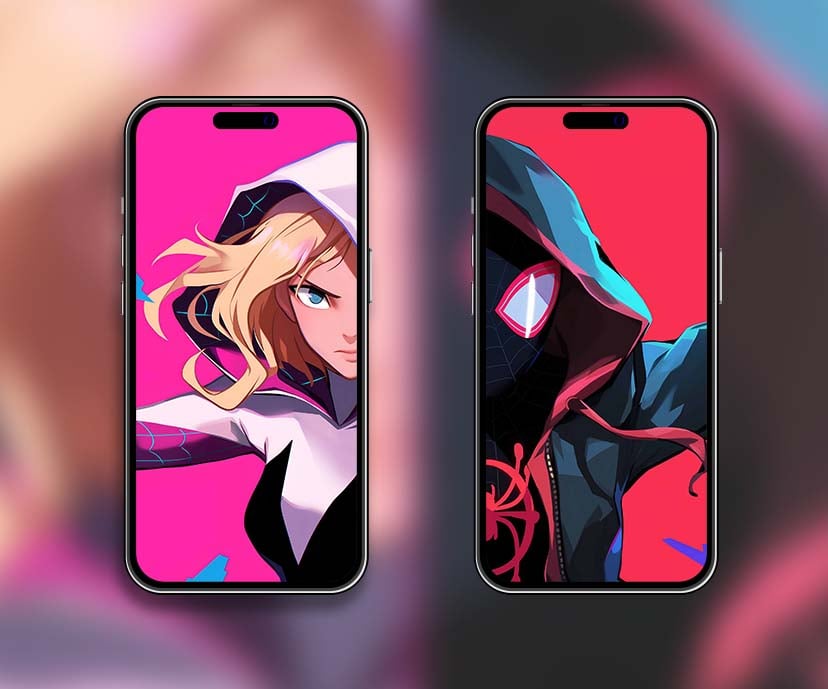 spider gwen miles morales matching wallpapers collection